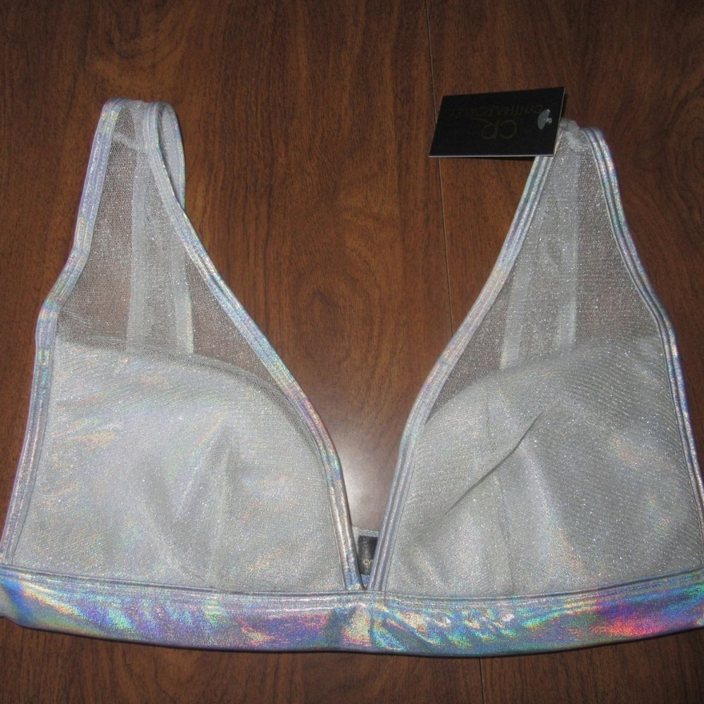 Cynthia Rowley Silver Hologram Glinda Bra